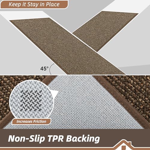 2x8 Brown Hallway Runner Rug Non-Slip Washable Durable Entryway Carpet