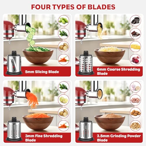 Cofun Stainless Steel Meat Grinder & Cheese Slicer Attachment for KitchenAid - Silver