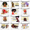 Umigy 12 Pcs African Girl Makeup Bags Black Girl African Gifts Afro Melanin Art Cosmetic Canvas Bags Funny Cute Reusable Toiletry Pouch Organizer Black Owned Business Gift for Women(Stylish Style)