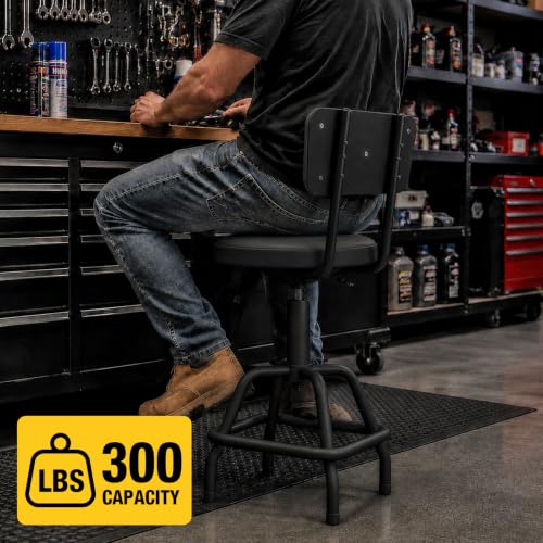 YELLOW JACKET Bar Stool, Adjustable Swivel Stool with Backrest, Height