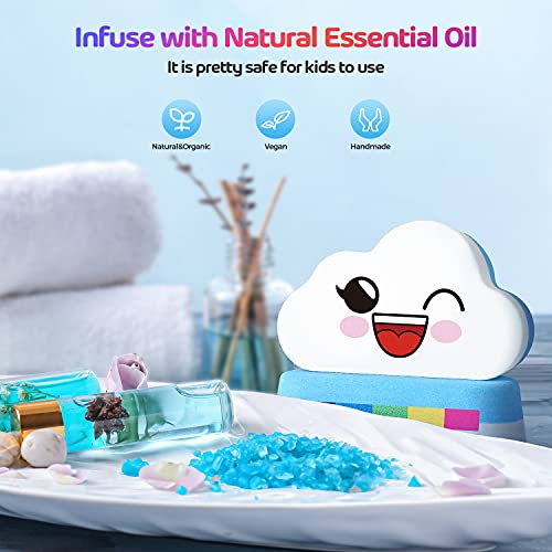 Rainbow Cloud Bath Bomb Gift Set - 3 oz x 8, Kids & Adults, Organic & Vegan
