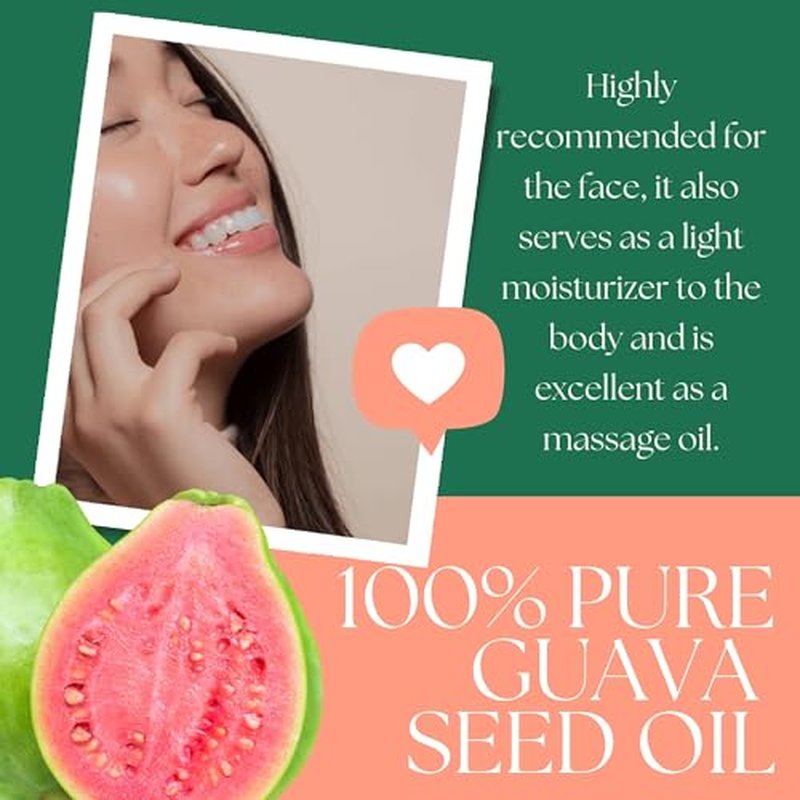 Best Nature's Cosmetics Organic Guava Seed Oil cold pressed for Skin & Hair ? Vitamin C Rich, Antioxidant-Rich Hydrating Oil for Glowing Skin & Frizz-Free Hair 1 oz / 30ml