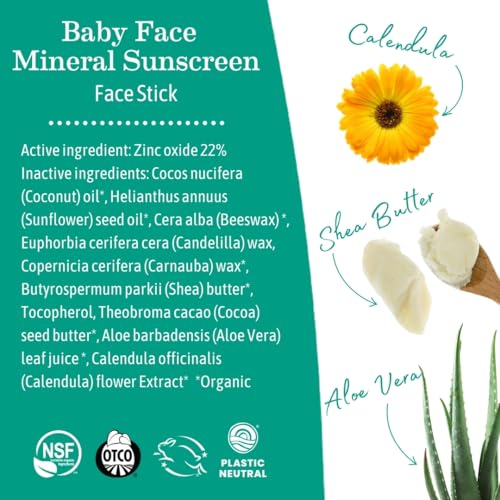 Mineral Sunscreen Stick SPF 40 for Sensitive Skin, Reef-Friendly, Water-Resistant, 3-Pack