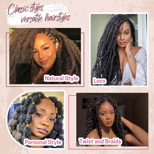 Marley Twist Braiding Hair 8 Packs 24 Inch Afro Kinky Curly Crochet Hair - Black 4#