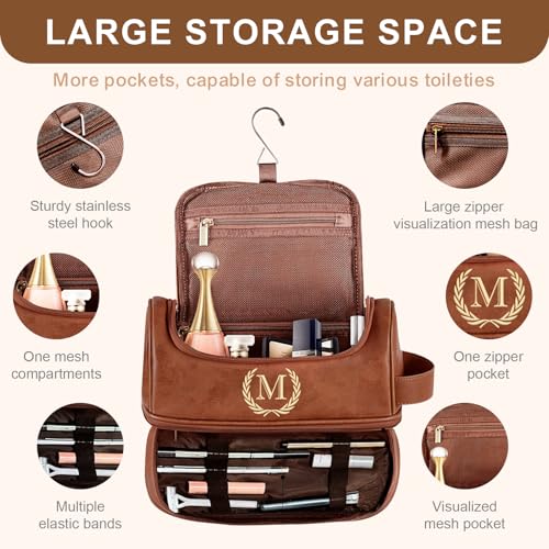 Personalized Leather Toiletry Bag for Men - Monogrammed Travel Organizer, Variation M