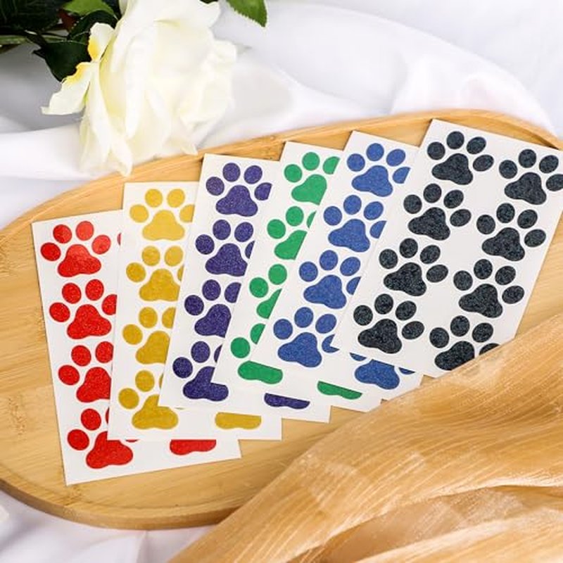 30 sheets 240pcs Dog Paw Glitter Temporary Tattoos, Paw Print Tattoo Face Tattoos Sticker Dog Paw Body Tattoos for Women Girls Face Body Accessories