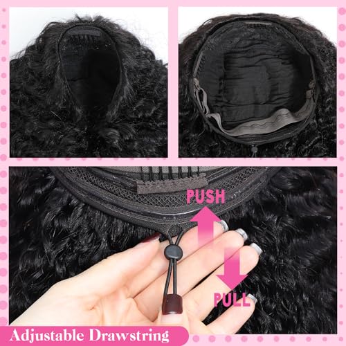 Myecool 18 Inch Human Hair Kinky Curly Half Wig 200% Density Glueless 3-in-1 Wear & Go Style - Variation 2