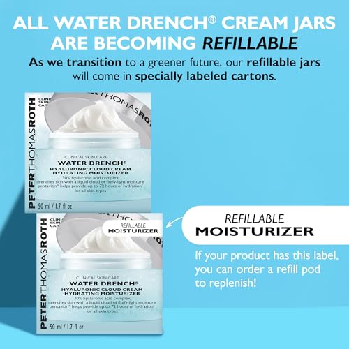 Peter Thomas Roth | Water Drench¢ç Hyaluronic Cloud Cream Hydrating Moisturizer Refill Pod | Hyaluronic Acid Cream For All Skin Types, Line-Smoothing, Fragrance-Free