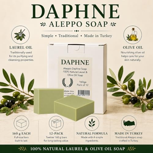 Aleppo Soap Bar - Handmade Natural Olive & Laurel Oil Body & Face Soap Gift Set