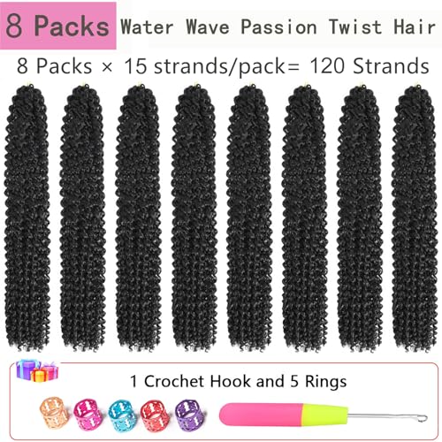 Alrence Passion Twist Hair 18 Inch Water Wave Crochet 8 Packs - 1B# Variation