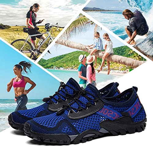 Water Shoes Women Men Quick Dry Aqua Shoes for Water Sports Beach Hiking Sailing - Navy Black 13.5 Women / 12 Men