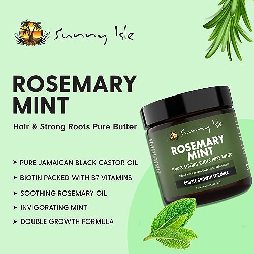 Sunny Isle Rosemary Mint Hair & Strong Roots Butter 4 oz - Biotin, Jamaican Black Castor Oil