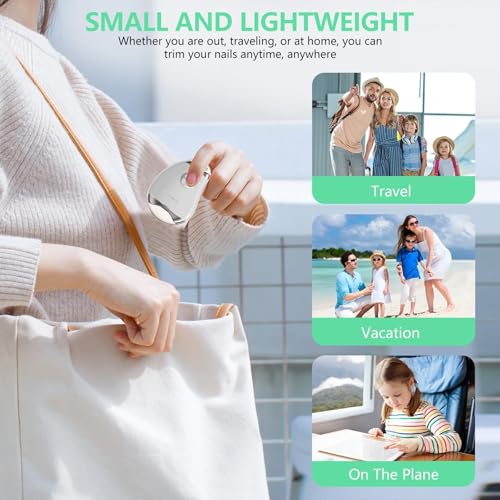 Electric Nail Clipper for Seniors - Rechargeable 2-in-1 Trimmer & File, White
