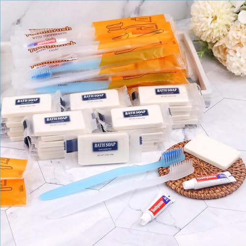 Disposable Toothbrushes with Toothpaste & Bar Soap - Travel Hygiene Kit