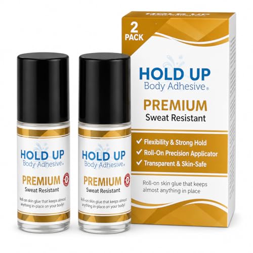 Hold Up Body Adhesive Roll-On Skin Glue 2 Pack - All-Day Strong Hold for Dancers & Athletes