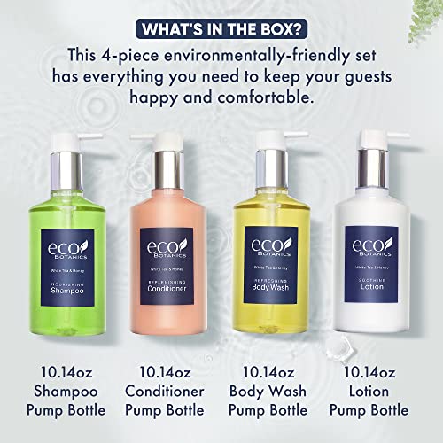 Terra Pure Eco Botanics 4-Bottle Hotel Toiletries Set: Shampoo, Conditioner, Body Lotion & Hand & Body Wash (10.14 fl oz each)