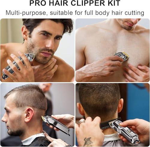 Professional Waterproof Hair Clipper Kit for Men with Adjustable Length & Cordless Design