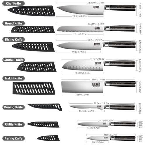 9PCS Chef Knife Set with Roll Bag - Ultra Sharp Japanese Kitchen Knives