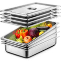 ZeroPone 4 Pack Full Size 4-Inch Deep Stainless Steel Hotel Pans with Lids, Thickened Commercial Food Storage