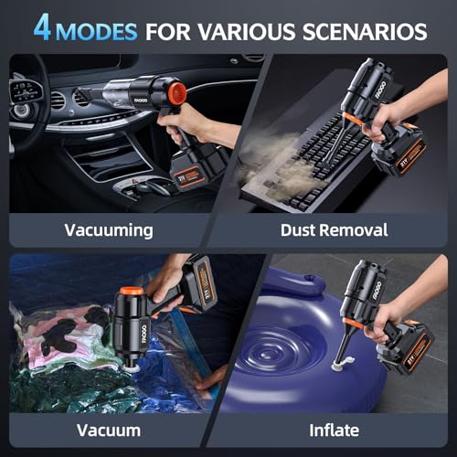 FAOGO Cordless Car Vacuum Cleaner 50,000Pa Powerful Suction Handheld with 2 Batteries, Black