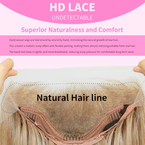 Ombre Blonde Synthetic Lace Front Wig 26in Pre Plucked Layered Straight for Women