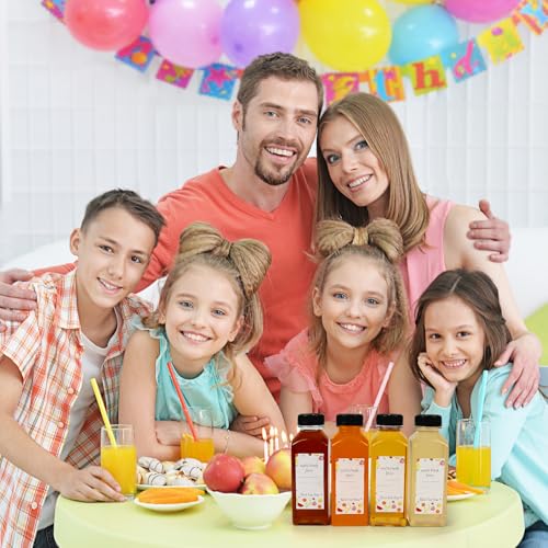 Transparent 12Oz Plastic Bottles with Lids - 144 Pack, Reusable Beverage Containers with Brush, Funnel & Stickers