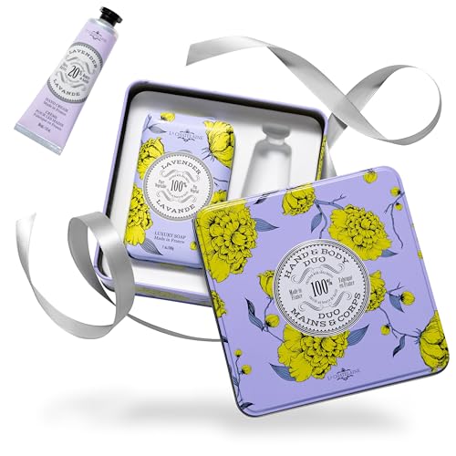 Lavender Hand and Body Duo Gift Set with Shea Butter - Decorative Tin, Natural, Organic, Made in France - Variation of This Listing