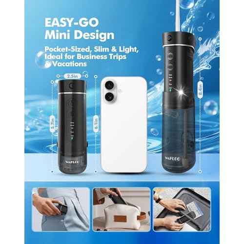 Water Flosser Travel Mini Cordless Portable: 5 Modes Water Dental Floss with Telescopic Water Tank, 4 Tips, IPX7 Waterproof Oral Irrigator for Teeth Cleaning, Orthodontic, Braces Dental Care