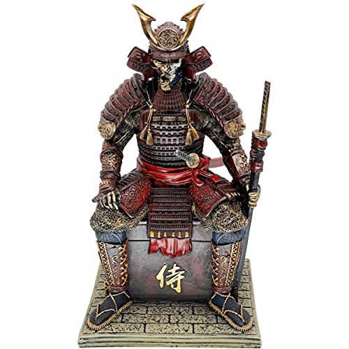 LOOYAR Red Gold Medieval Samurai Undead Warrior Resin Statue (15.4"H) – Hand Painted, Eco-Friendly