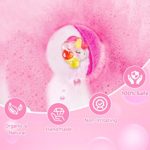 Kids Bath Bombs Set Pink Edition with Surprise Toys - 24 Pack, Bubble Bath Fizzies for Girls & Boys