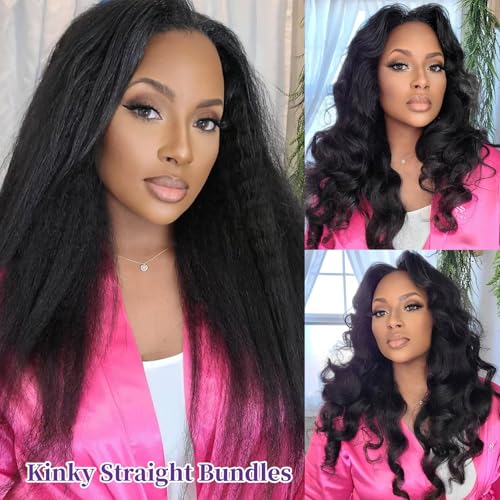 18 Inch Kinky Straight Human Hair Bundles - Unprocessed Brazilian Virgin Hair