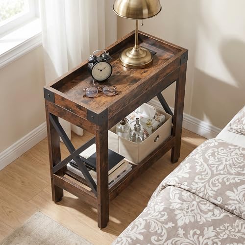 Narrow End Table with Outlets - Rustic Brown, Industrial Style - Variation of THIS listing