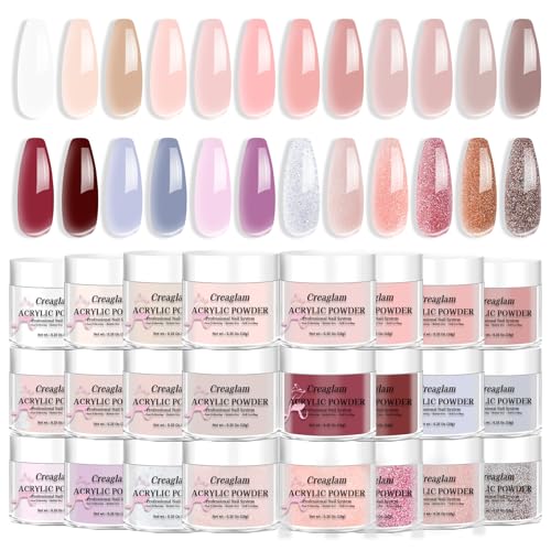 Acrylic Powder 24 Color Set No Lamp for Nail Extensions - Creaglam
