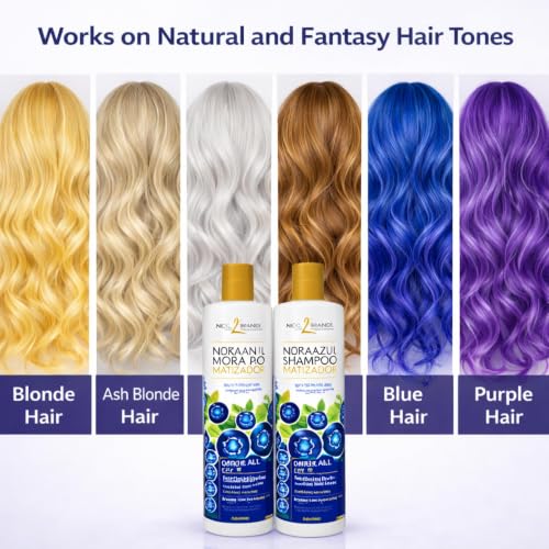 Purple Blue Toning Shampoo Pack for Blonde Gray Silver Hair - Sulfate & Paraben Free