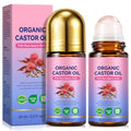 ITSDAWN 2 Pack Organic Cold-Pressed Castor Oil with Rose Quartz Roller Ball (2 Fl Oz)