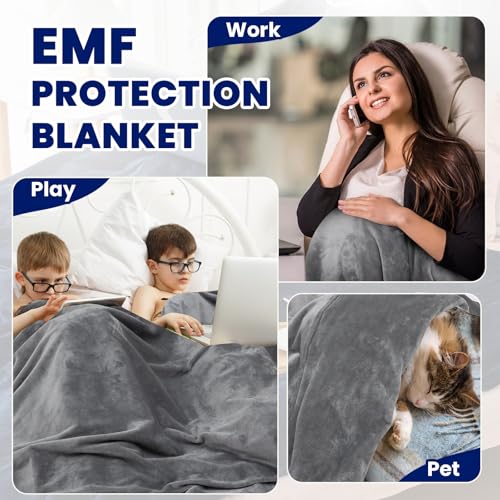 Preboun Faraday Blanket Flannel Grey 108 x 87 Inch EMF Protection Throw