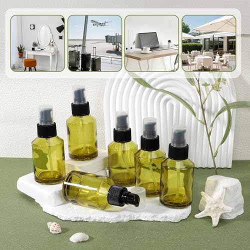 Segbeauty 18pcs 2oz Glass Travel Lotion Container Refillable, Small Travel Containers for Creams, 60ml Mini Empty Lotion Bottles with Pump Dispenser, Cosmetic Skincare Containers Sample Cream Bottle