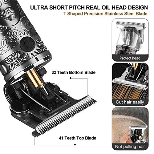 Suttik Gray Cordless Hair Trimmer for Men, Professional Barber Clippers with LCD