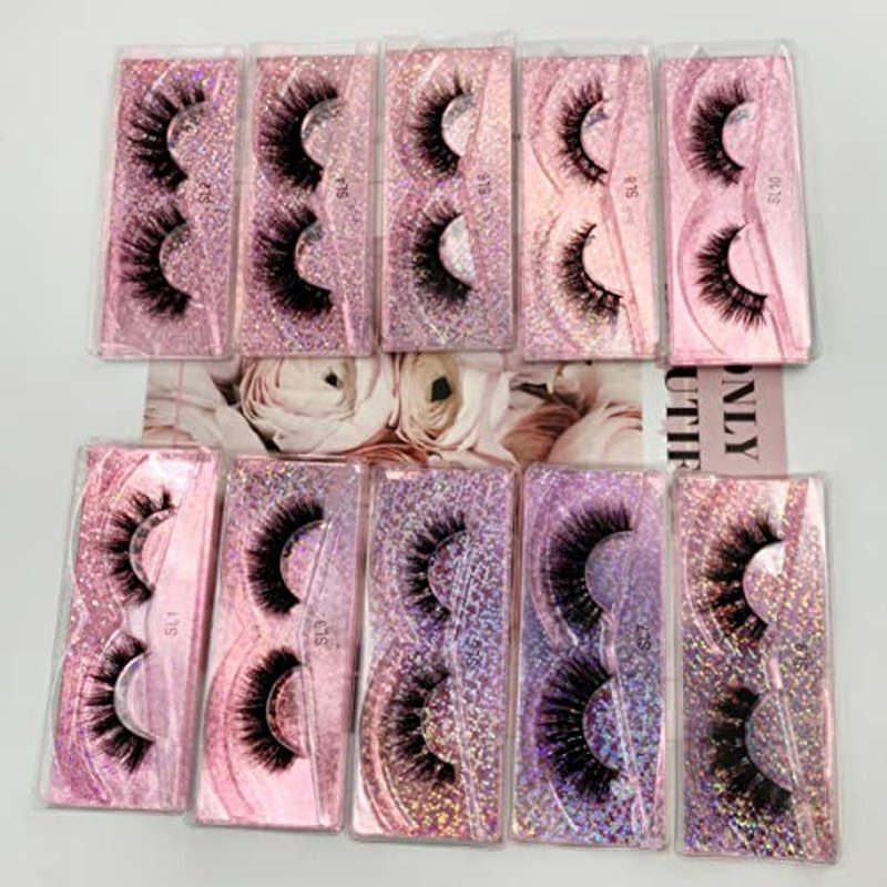 100 Pairs Faux Mink Eyelashes Wholesale Lashes Pack, Lashes Natural Look 16mm-20mm False Eyelashes Pink