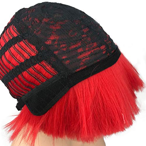 Aimole Short Yaki Straight Synthetic Wig 113 Red Mushroom Head Bowl Cut