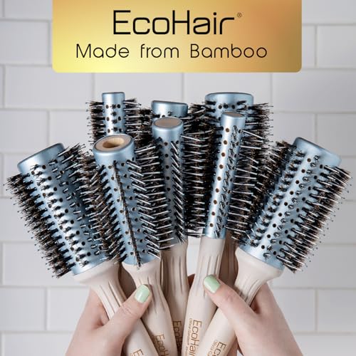 EcoHair Bamboo Hair Brush 2 5/8 Inch - Eco-Friendly Boar Bristles for Shine & Frizz Control