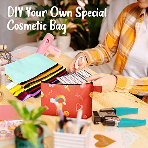 Canvas Makeup Bags Bulk 40 Pcs with Zipper, 9.8 x 5 x 2 Inches - Colorful & Reusable
