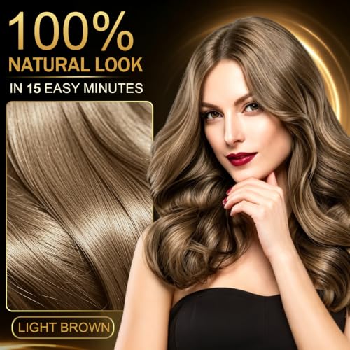 Light Brown Hair Dye Shampoo for Gray Coverage - 3 in 1 Hair Color Shampoo - Gentle & Natural Formula