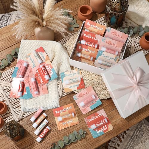 Retro 28 Pcs Employee Appreciation Lip Balm Set - Bulk Gifts with Uplifting Messages