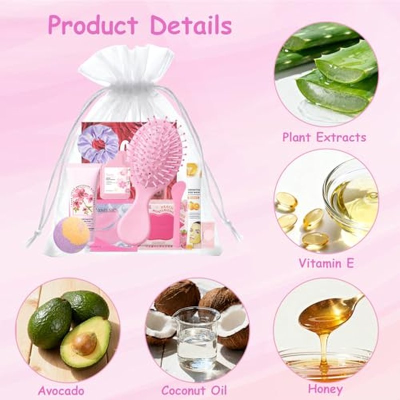130 PCS Spa Party Supplies for Women, Include Face Masks Skincare, Hand Cream, Lip Balm, Lip Mask, Under Eye Patches,Hair Brush, Foot Bath Bombs,Spa Birthday Sleepover Party Supplies for Girls Women