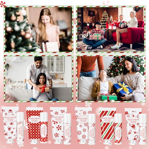 Christmas Hand Cream and Lip Balm Gift Set - 36 Pieces, Festive Scents & Designs, Bulk Holiday Pack