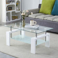 Kebynti White Rectangular Glass Coffee Table - Modern Living Room Furniture