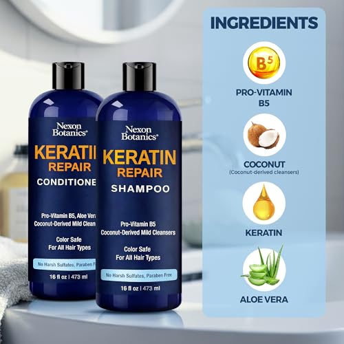 Nexon Botanics Keratin Shampoo & Conditioner Set for Damaged & Frizzy Hair