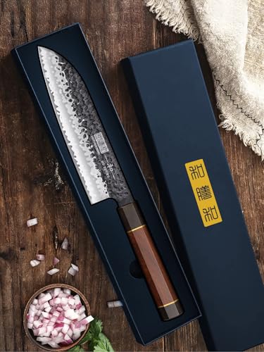 HOSHANHO 7-Inch Japanese Santoku Knife - High Carbon Steel Kitchen Chef Knife
