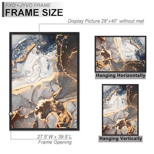 Fxojyvo 28x40 Inch Black Engineered Wood Picture Frame Set of 2 Wall Mounts